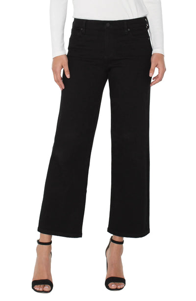 Liverpool Stride Crop Wide 28in - Black Rinse