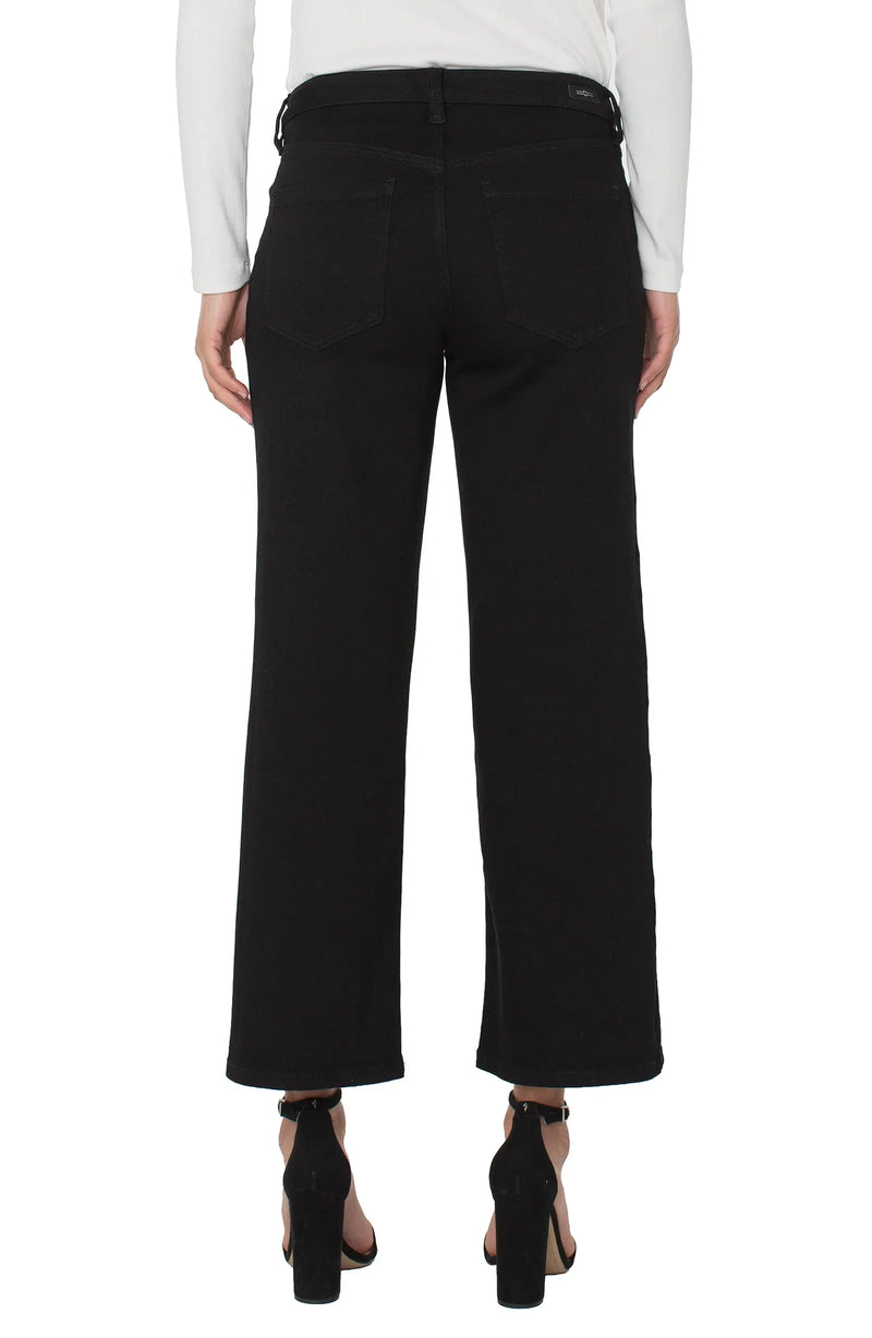 Liverpool Stride Crop Wide 28in - Black Rinse