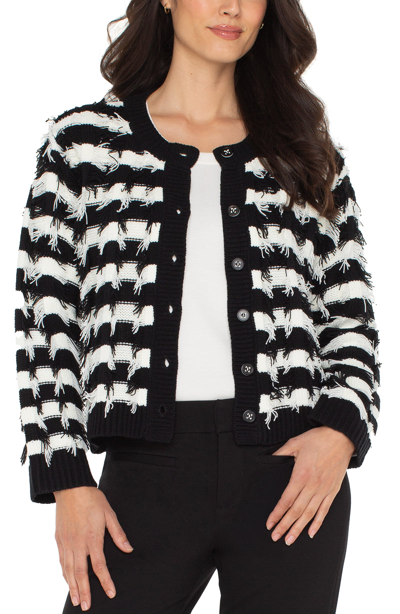 Liverpool Long Sleeve Cardigan - Blk/Wht