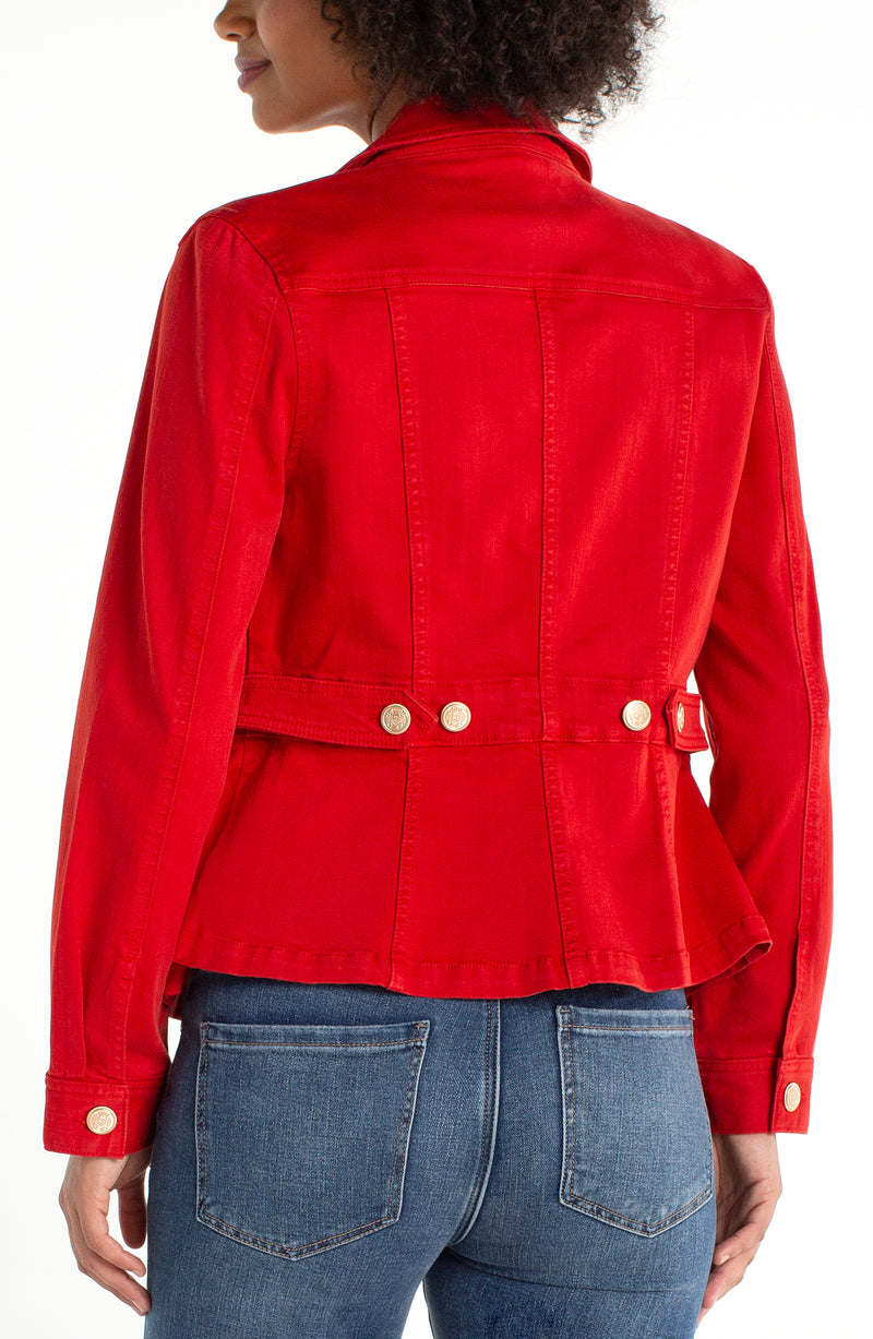Liverpool Peplum Jacket with Tab Detail - Fire Brick