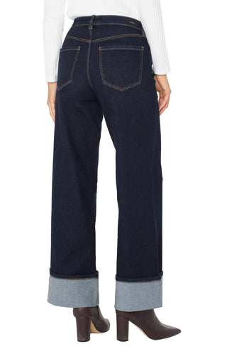 Liverpool Morgan Cuffed Wide Leg - Indigo Rinse