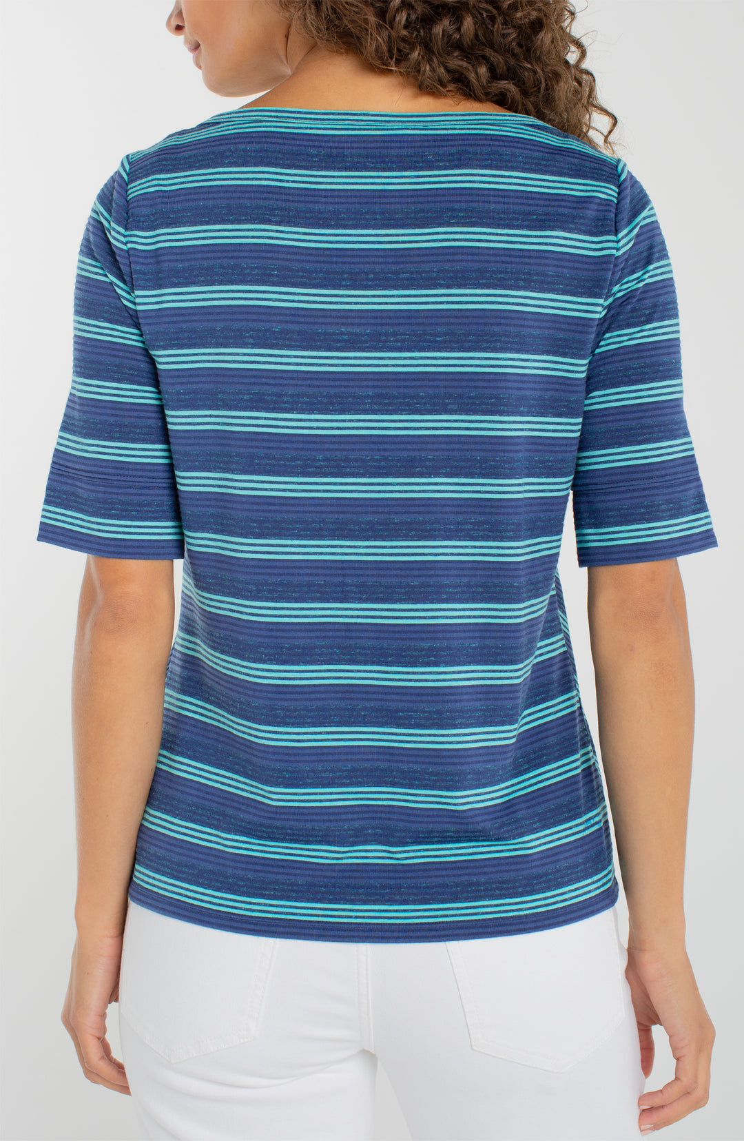 Liverpool Boat Neck Knit Top - Navy Teal