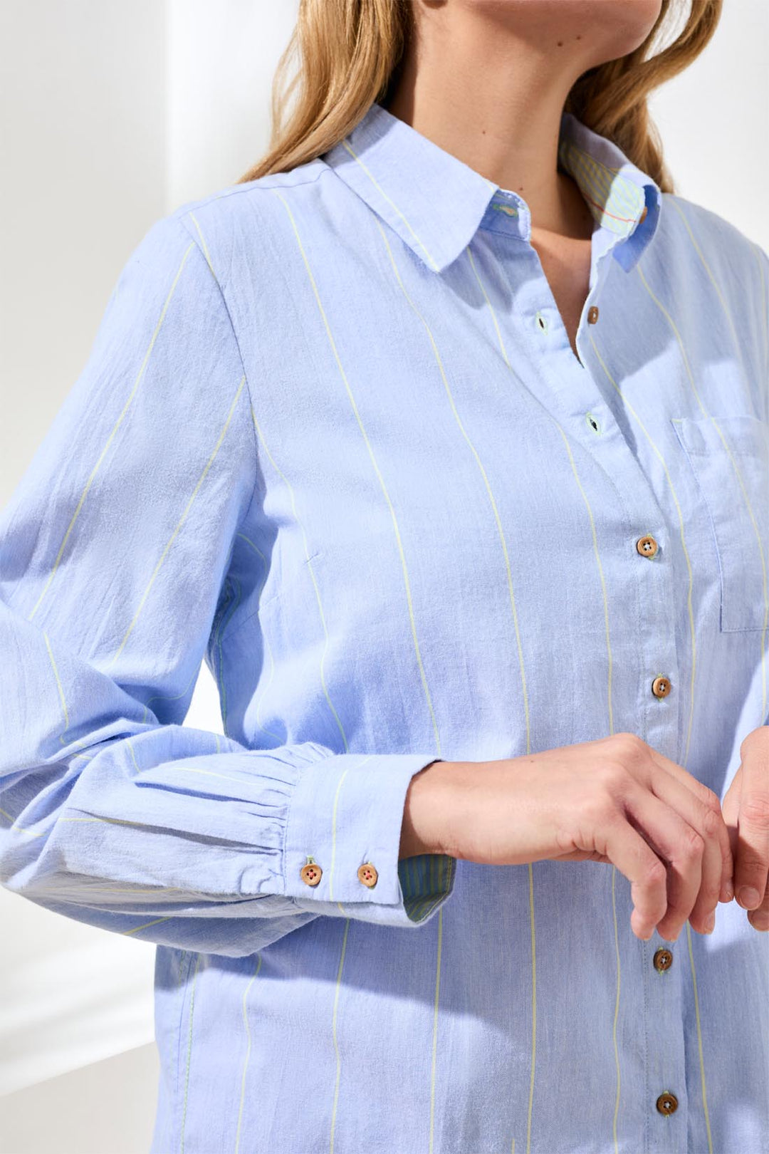 Tribal Long Sleeve Button Front Shirt Chambray