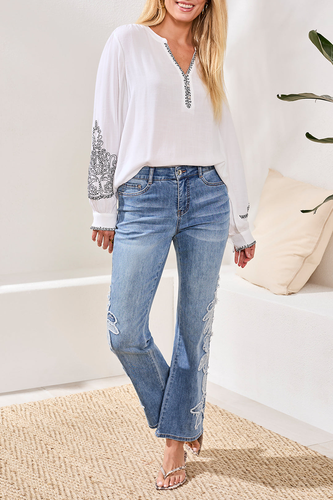 Tribal Sophia Curvy Flare w/ Denim Applique
