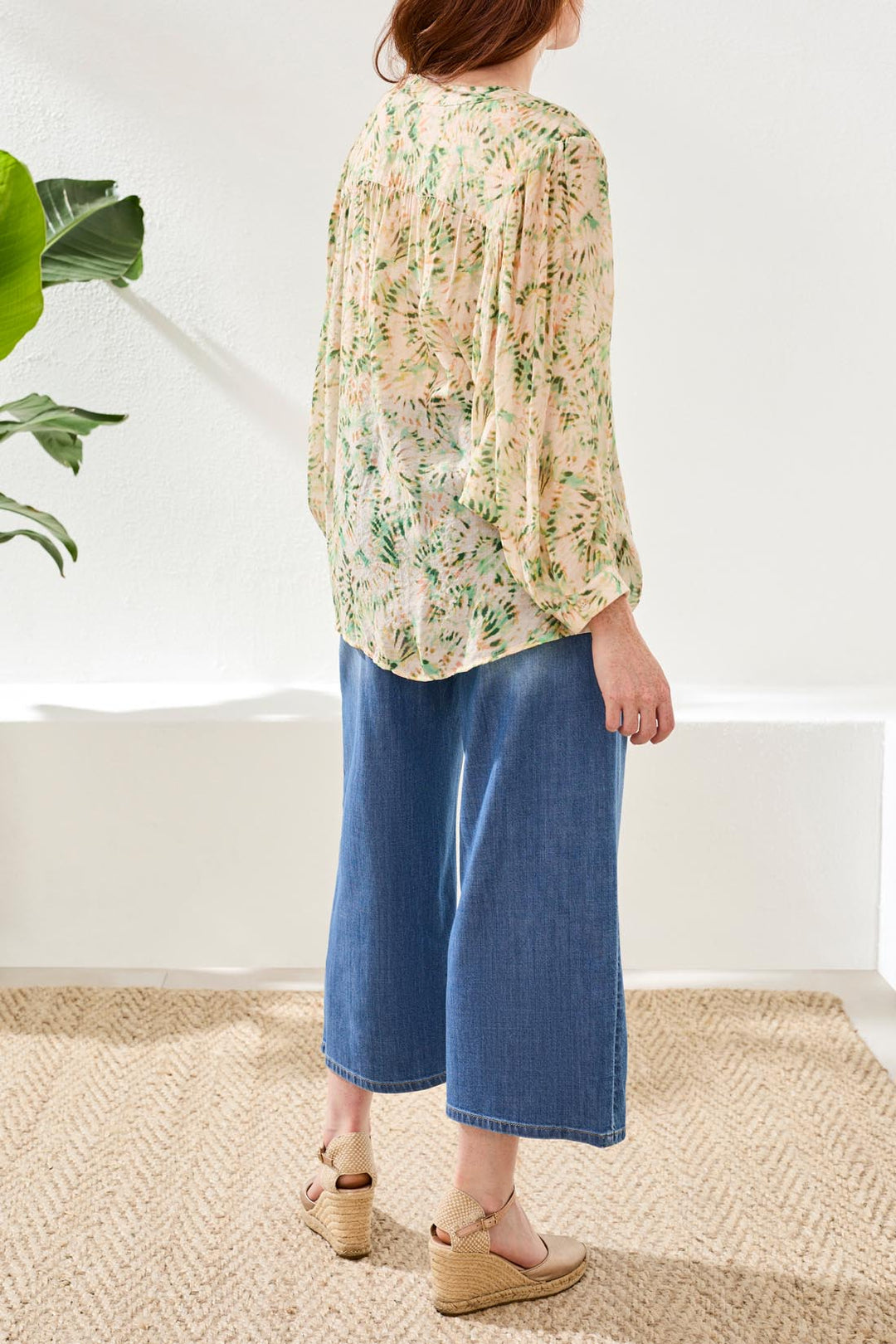 Tribal Flowy Dolman Sleeve Blouse With Self-Covering Buttons - Cactusclay