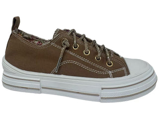 Women's Aman Sneaker - Tan with Gold Rhinestone Laces