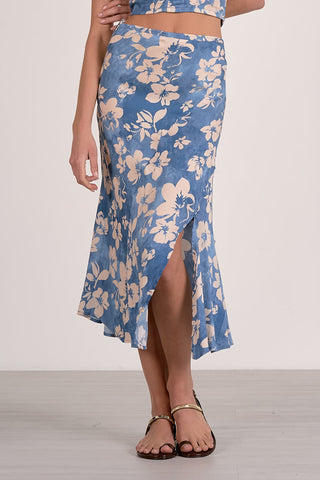 Floral Midi Skirt w/ Side Slit
