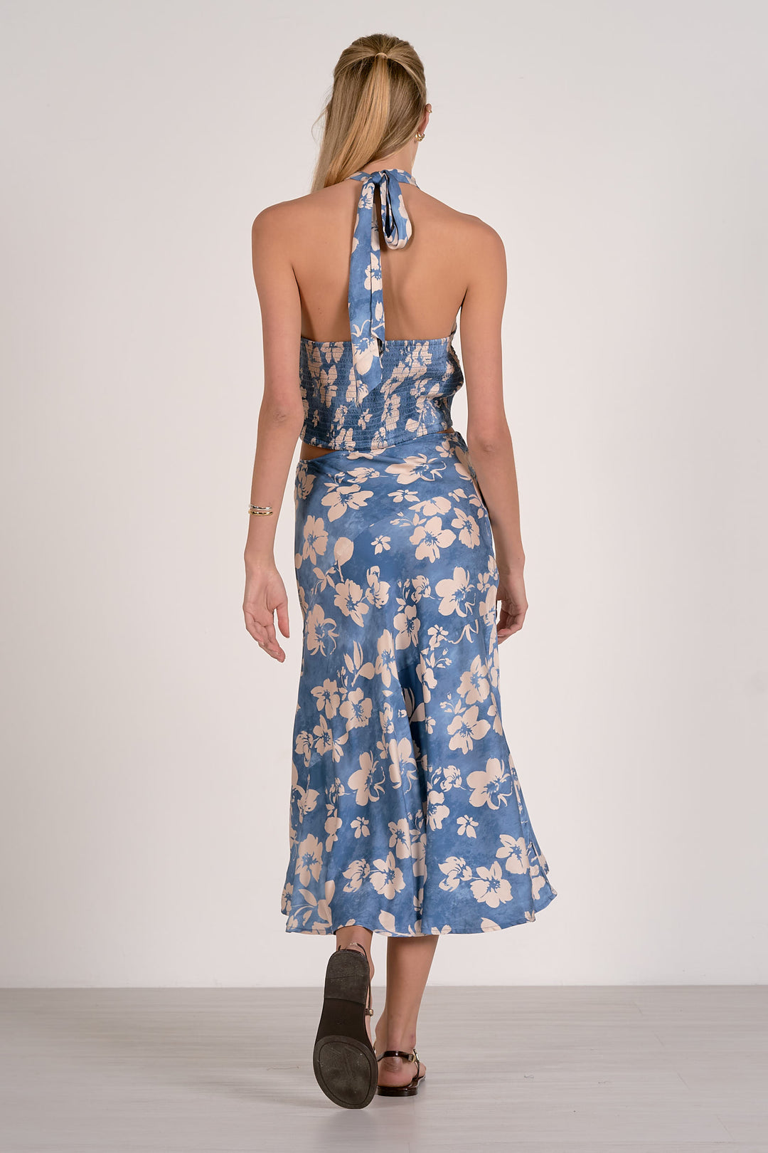 Floral Midi Skirt w/ Side Slit