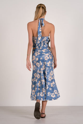 Floral Midi Skirt w/ Side Slit