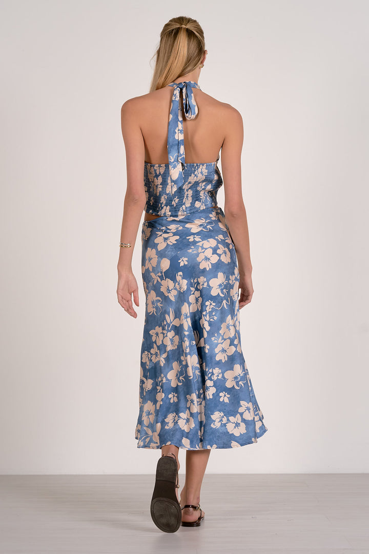 Floral Midi Skirt w/ Side Slit