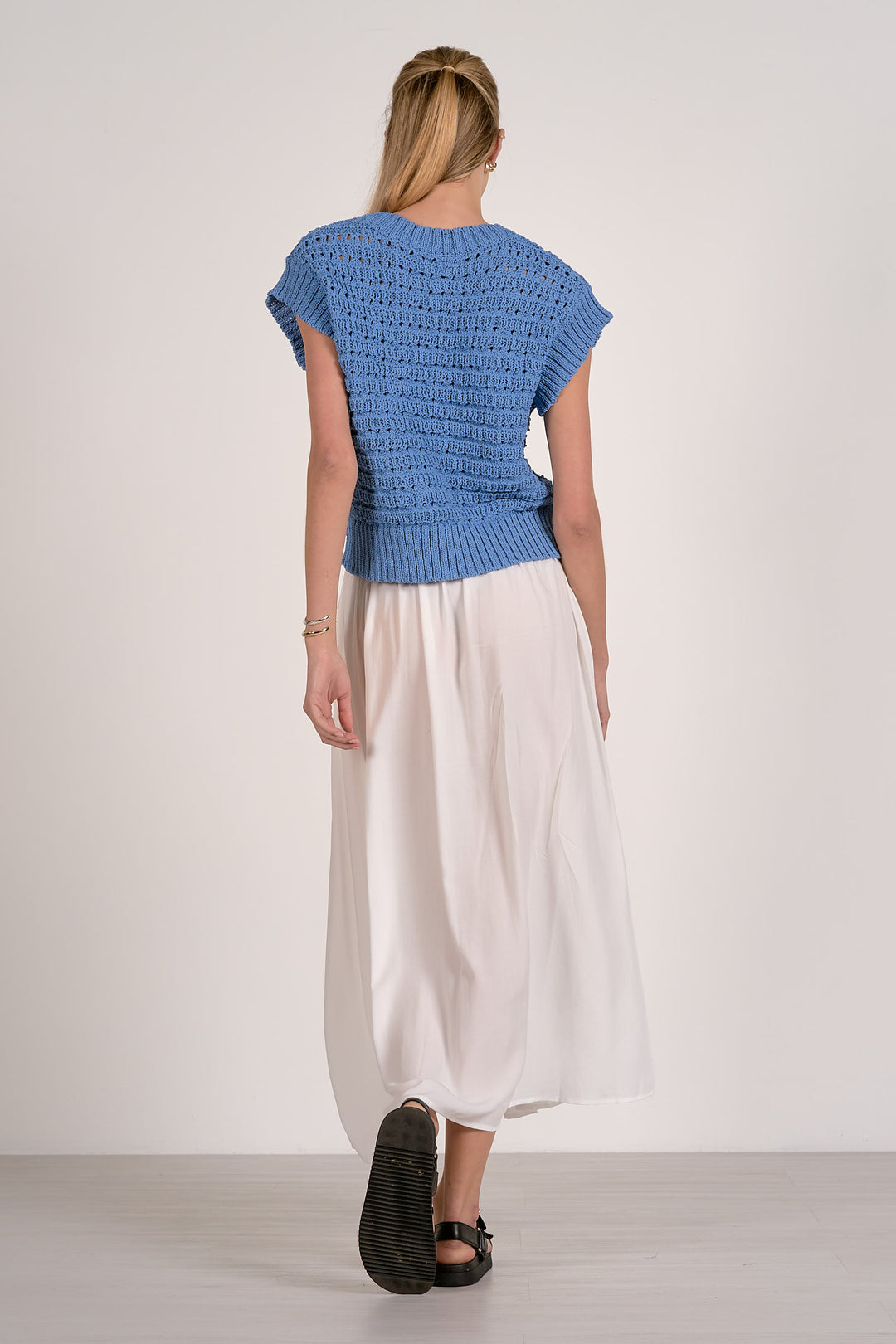 Open Knit Sweater - Blue