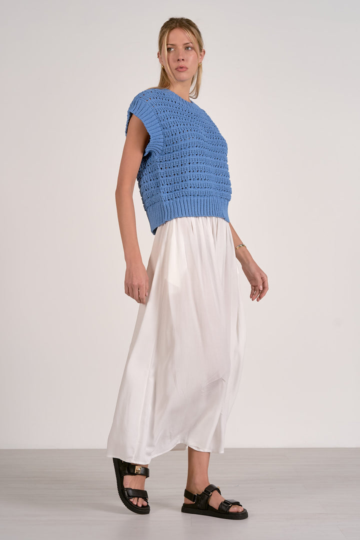 Open Knit Sweater - Blue