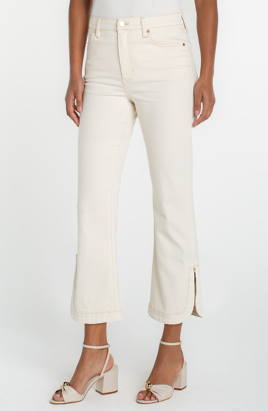 Liverpool Hannah Crop Flare w/ Tulip Hem - Desert Dunes