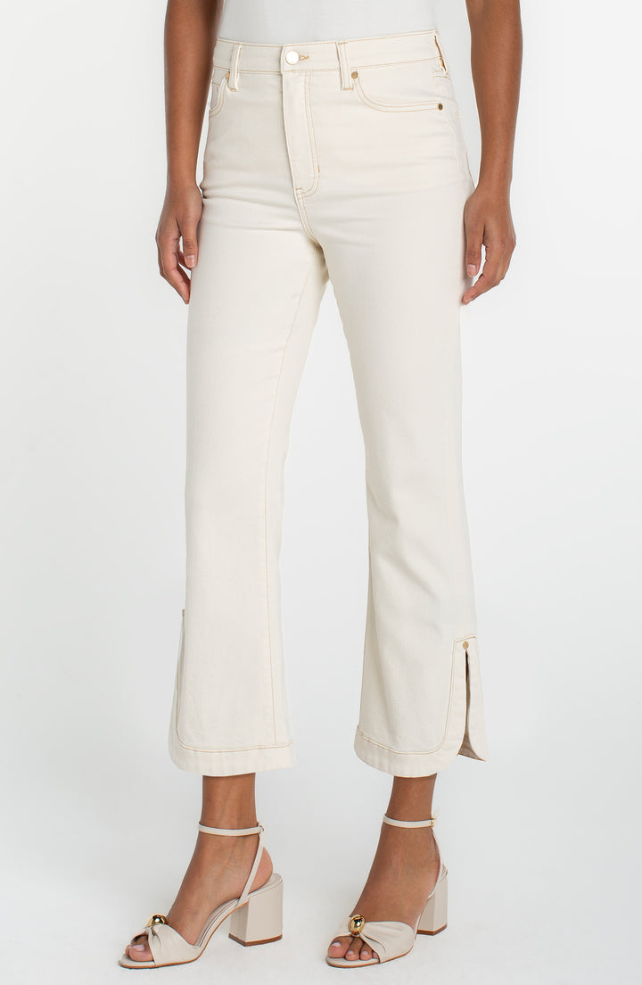 Liverpool Hannah Crop Flare w/ Tulip Hem - Desert Dunes
