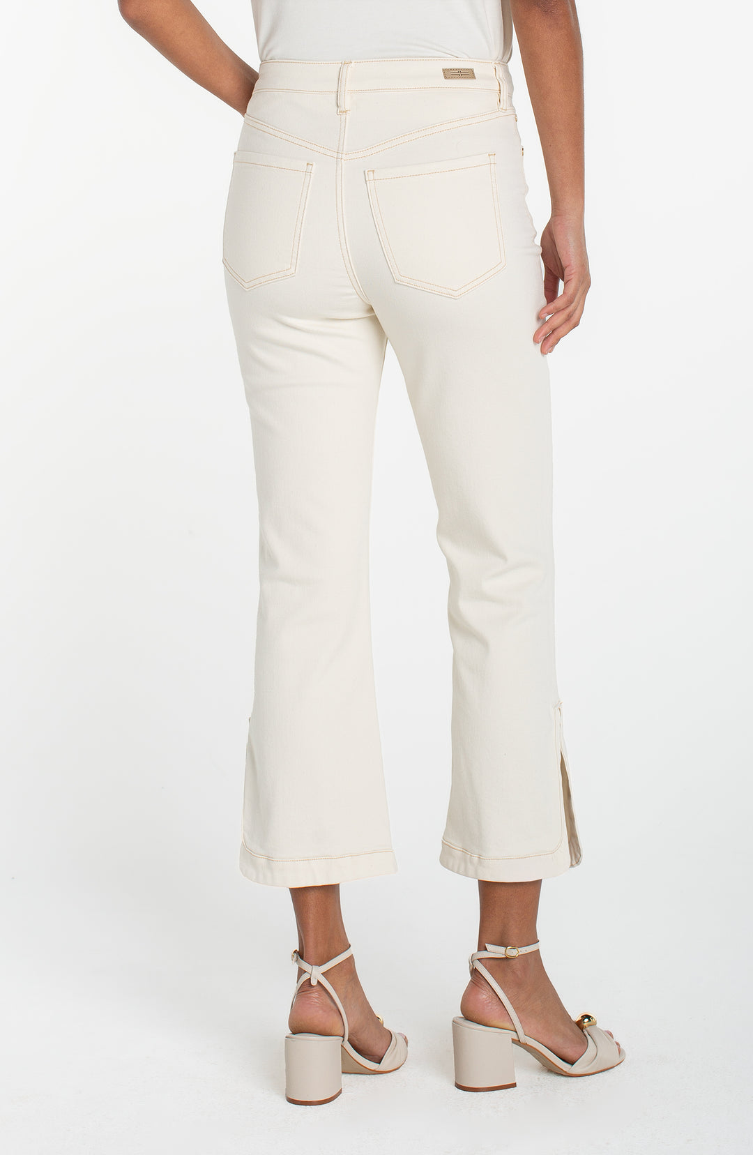 Liverpool Hannah Crop Flare w/ Tulip Hem - Desert Dunes