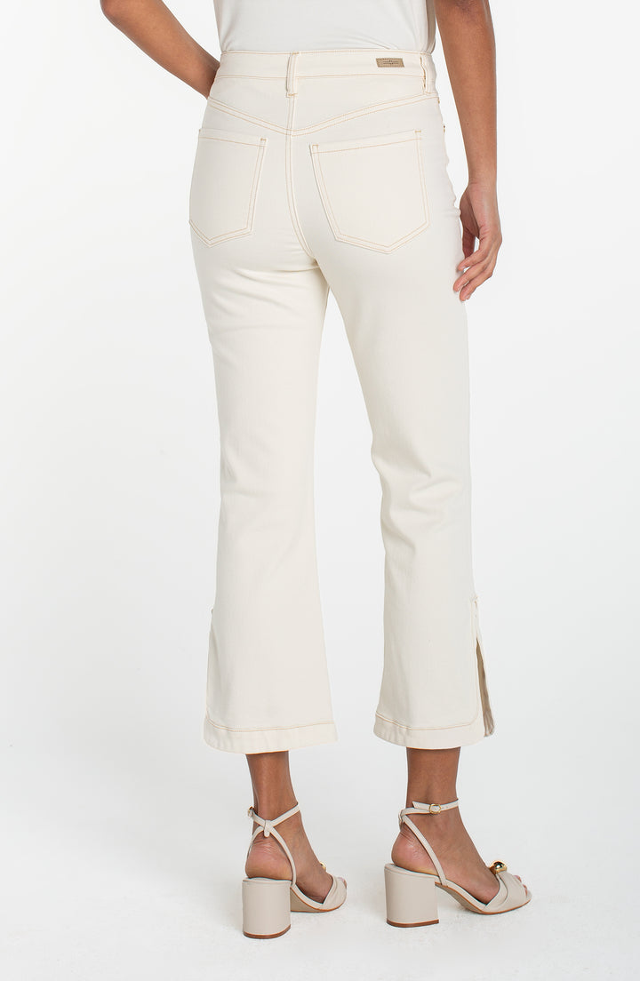 Liverpool Hannah Crop Flare w/ Tulip Hem - Desert Dunes