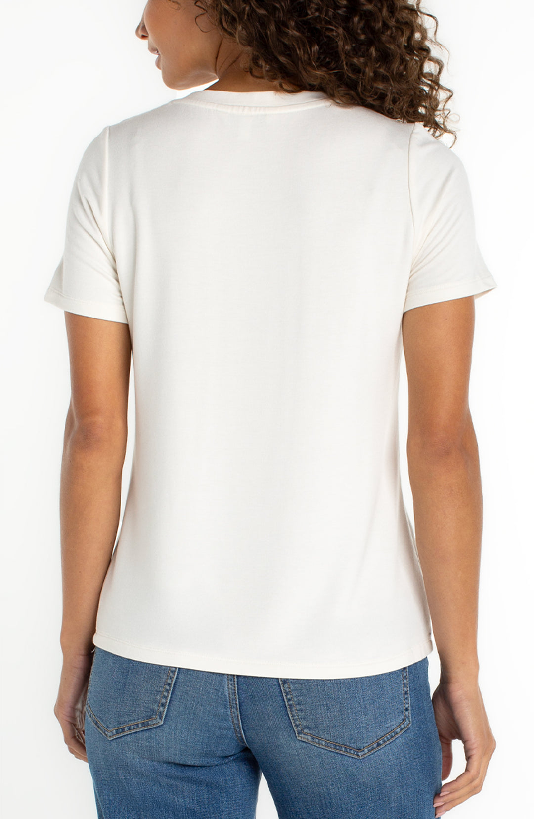 Liverpool Short Sleeve Crew Neck Classic Knit Tee - French Cream