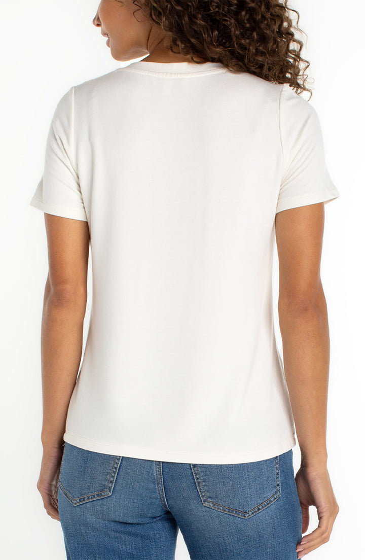 Liverpool Short Sleeve Crew Neck Classic Knit Tee - French Cream