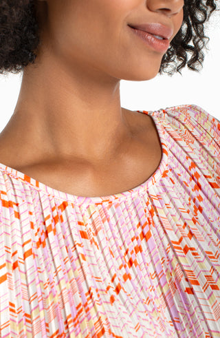 Liverpool Sleeveless Crew Neck Asymetrical Top - Cream & Pink