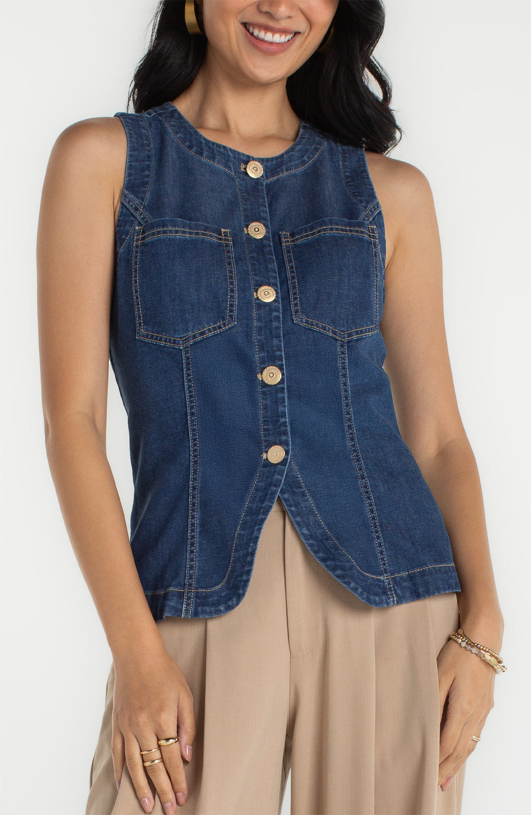 Liverpool Crew Neck Split Front Vest - Wilder