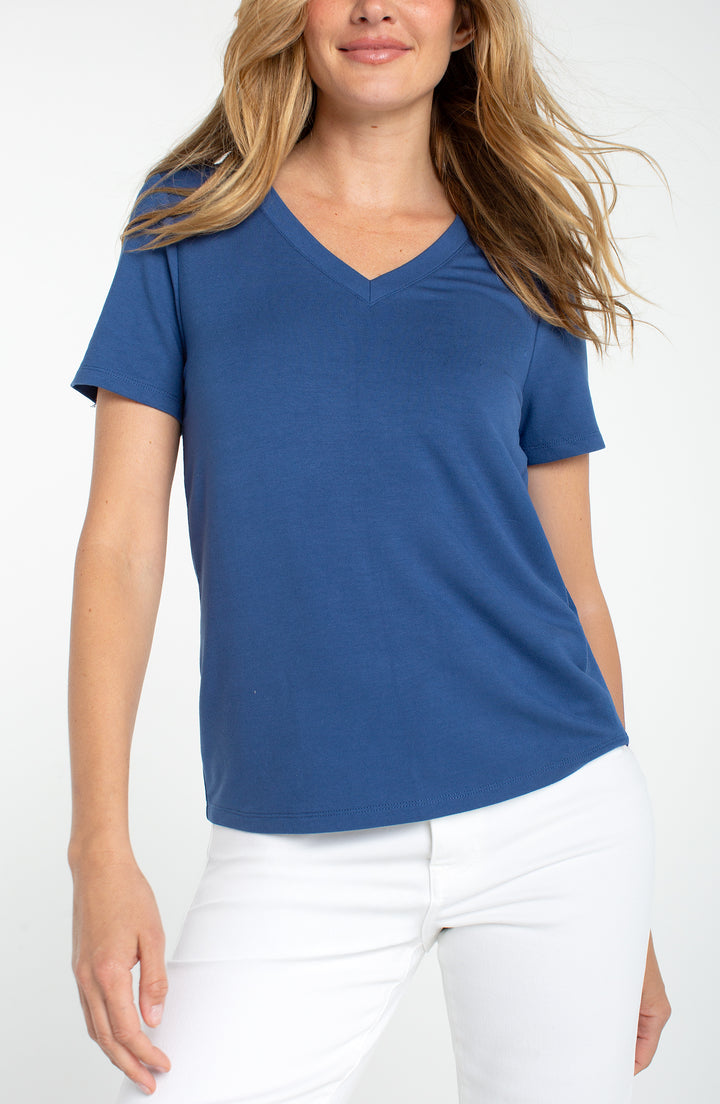 Liverpool Short Sleeve Crew Neck Classic Knit Tee - Liberty Blue