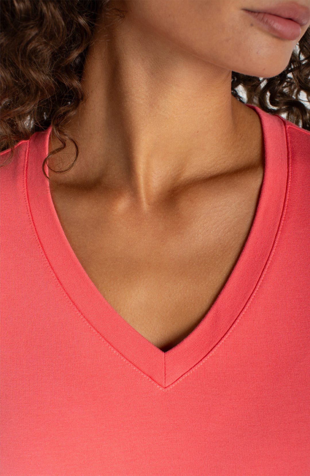 Liverpool Short Sleeve Crew Neck Classic Knit Tee - Sunset Coral