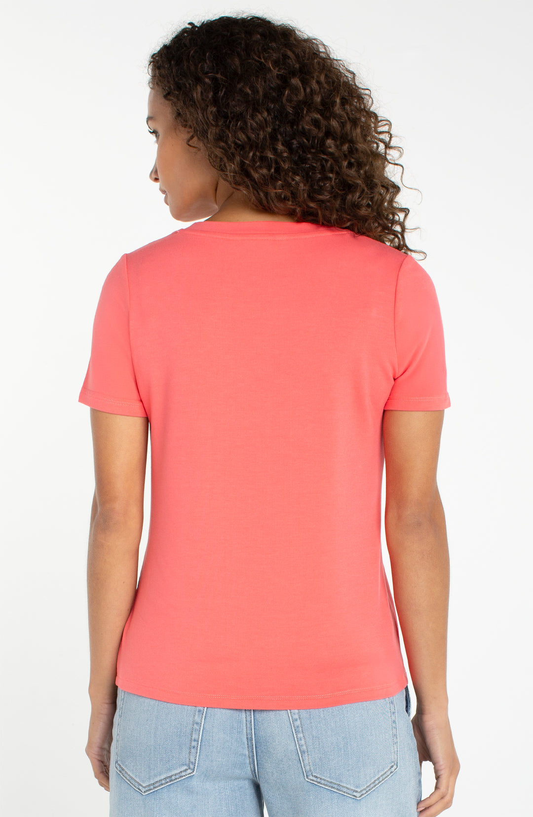Liverpool Short Sleeve Crew Neck Classic Knit Tee - Sunset Coral