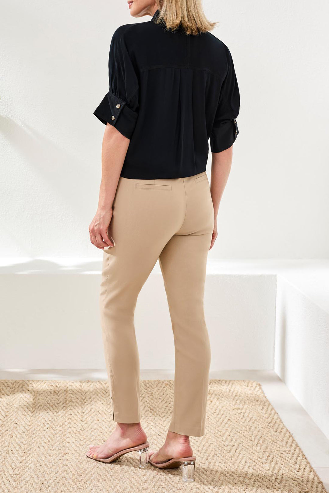 Tribal Soft Satin Drop Shoulder Classic Blouse - Black