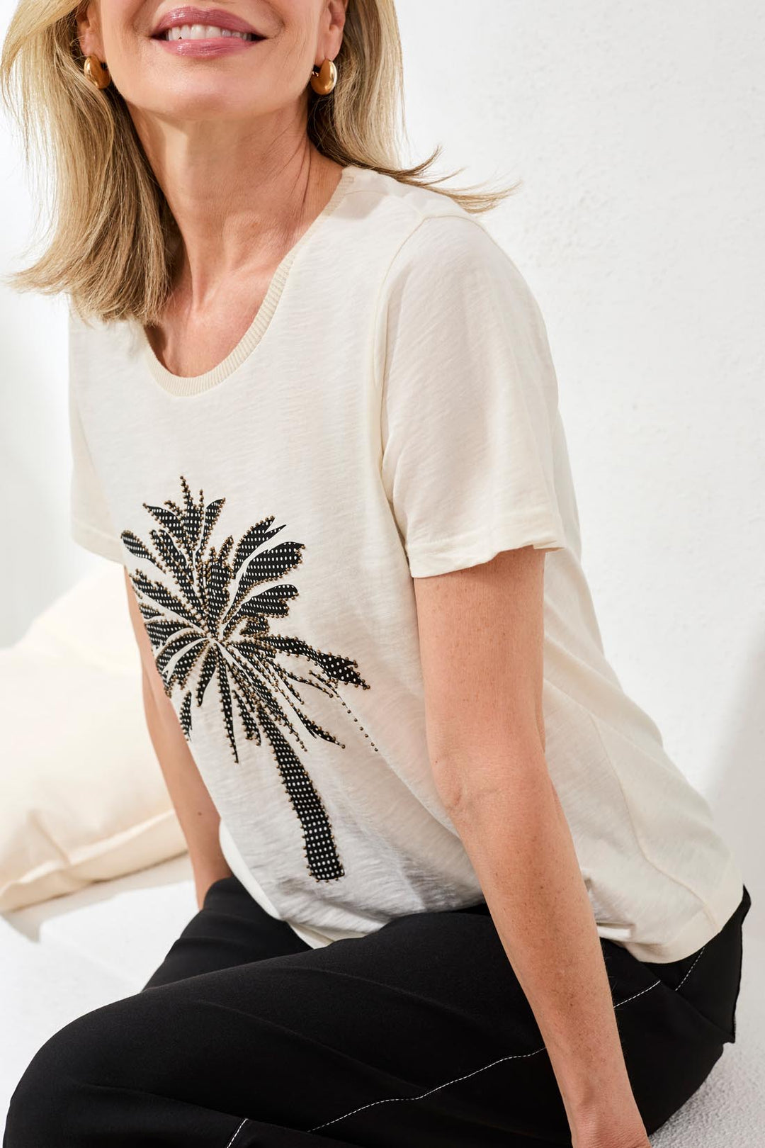 Tribal Short Sleeve Crew Neck Top With Graphic - Canvas