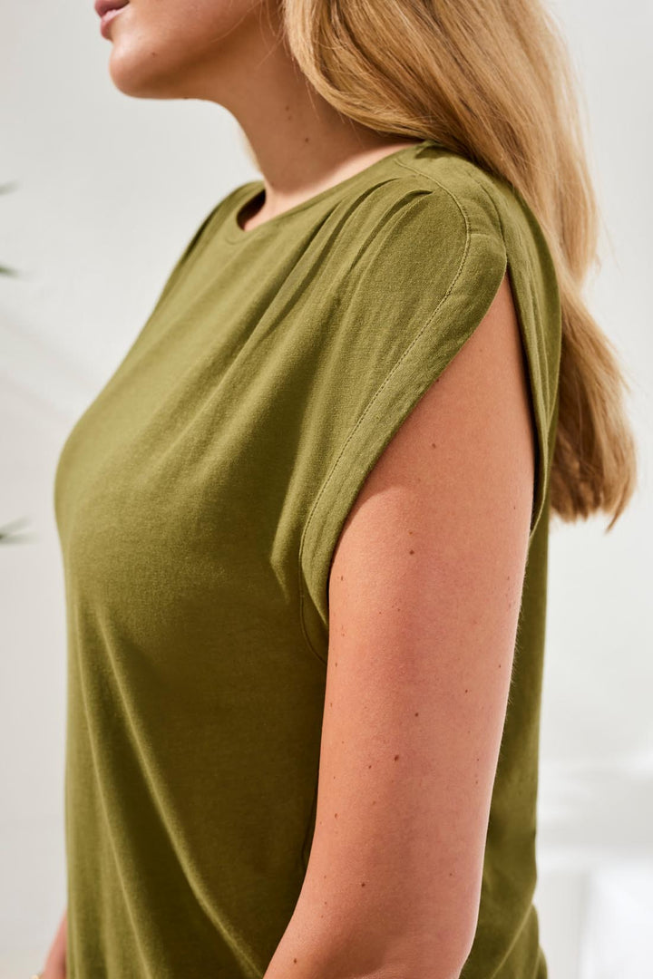 Tribal Boat Neck Cap Sleeve Top - Rainforest