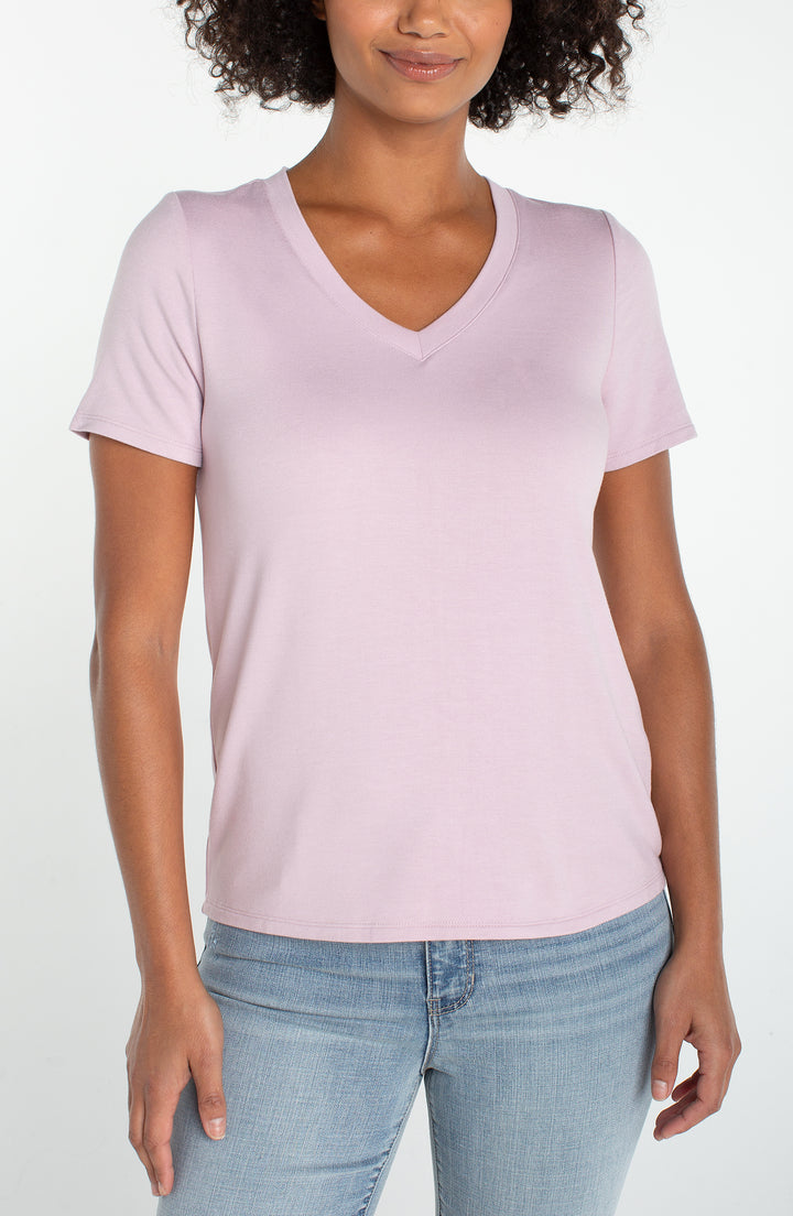 Liverpool Short Sleeve Crew Neck Classic Knit Tee - Lilac