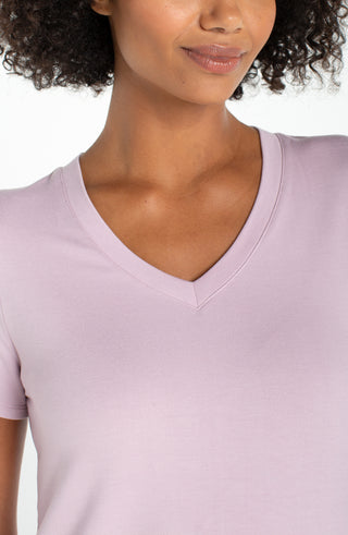 Liverpool Short Sleeve Crew Neck Classic Knit Tee - Lilac