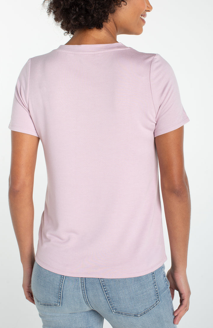 Liverpool Short Sleeve Crew Neck Classic Knit Tee - Lilac