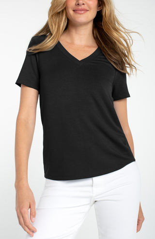 Liverpool Short Sleeve Crew Neck Classic Knit Tee - Black