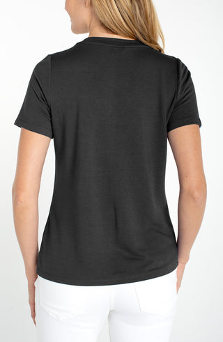 Liverpool Short Sleeve Crew Neck Classic Knit Tee - Black