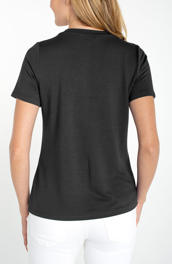 Liverpool Short Sleeve Crew Neck Classic Knit Tee - Black