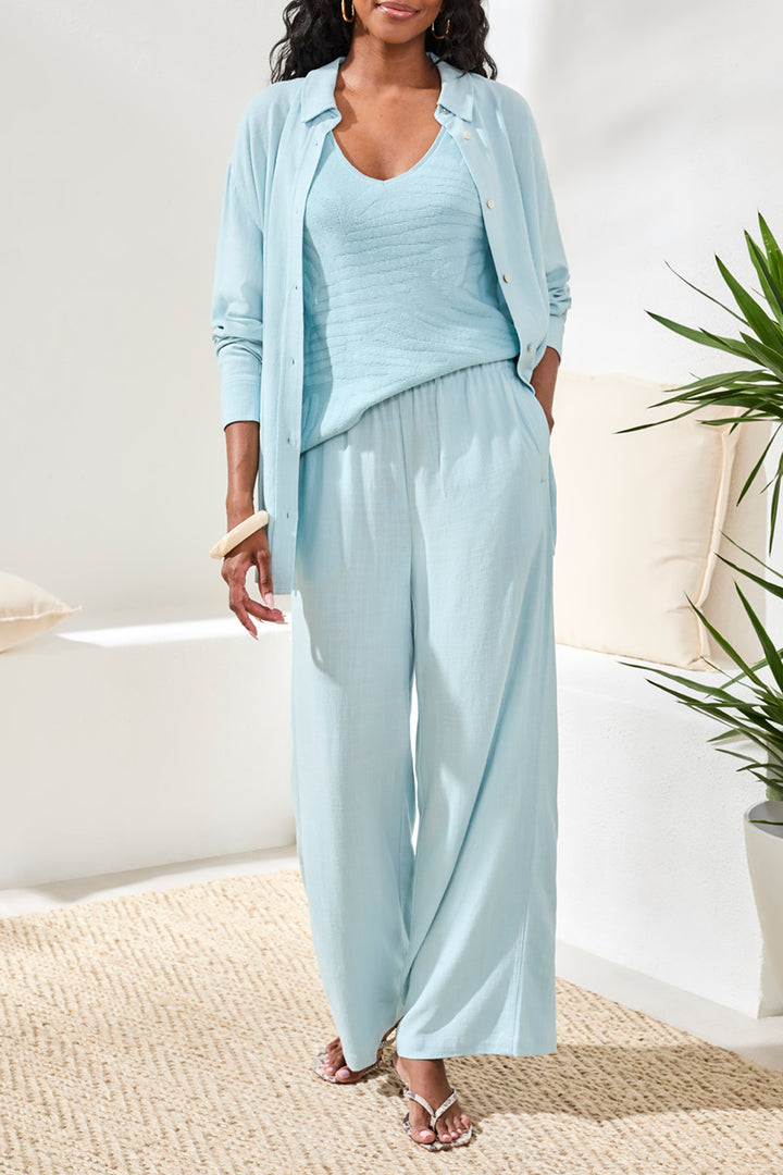 Tribal Long Sleeve Button Down Shirt - Light Aqua Sky