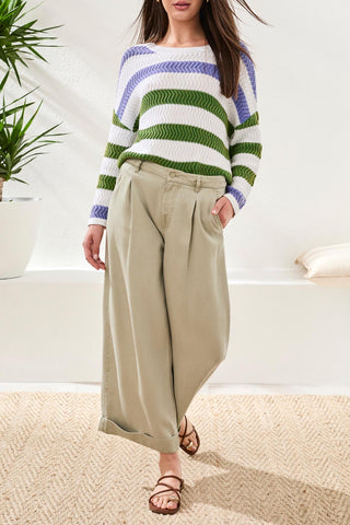 Tribal Flowy Brooke Pleated Wide-Leg Tencel Trousers Cactusclay