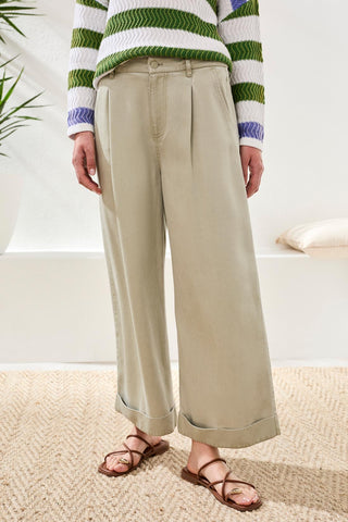 Tribal Flowy Brooke Pleated Wide-Leg Tencel Trousers Cactusclay