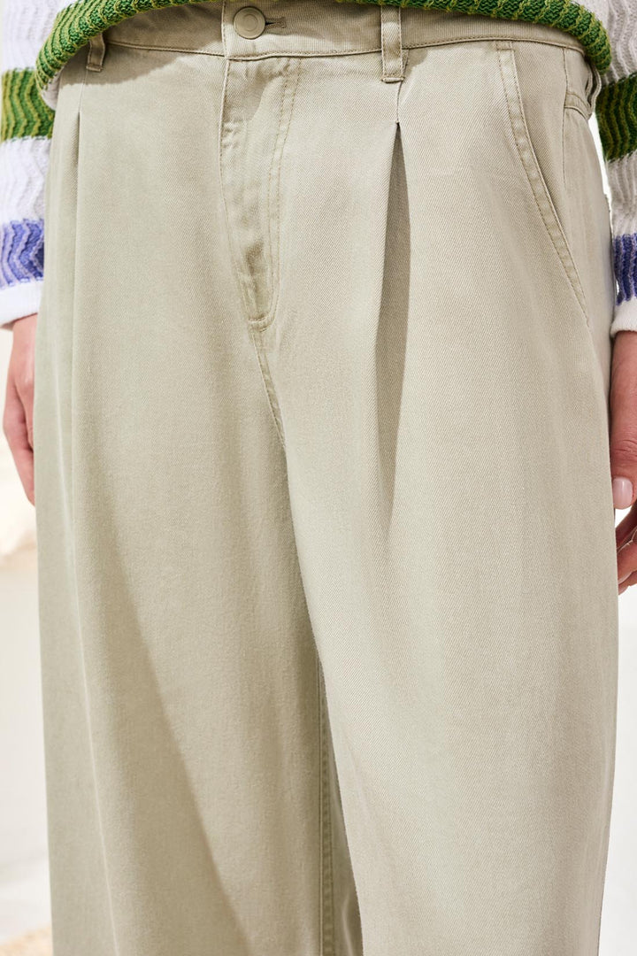 Tribal Flowy Brooke Pleated Wide-Leg Tencel Trousers Cactusclay