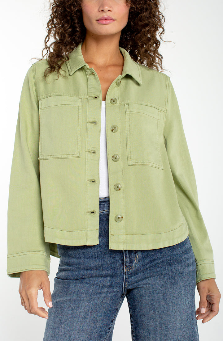 Liverpool High Low Denim Shacket - Lotus