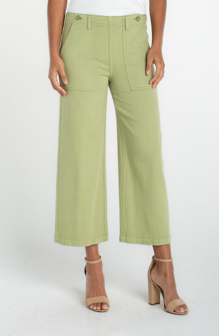 Liverpool Stride Wide Leg Cargo Crop - Lotus