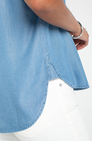Liverpool Popover Shirt with Shirring - Sunlit Blue
