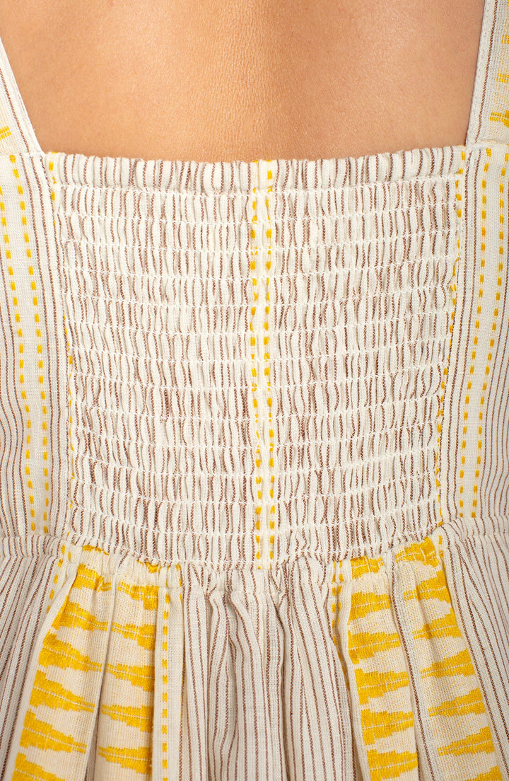 Liverpool Sleeveless Midi Dress - Cream Brown Stripe