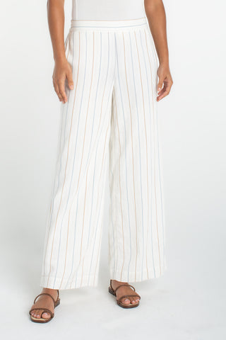Liverpool Pull-on Wide Leg Pant Cream Blue Multi Stripe
