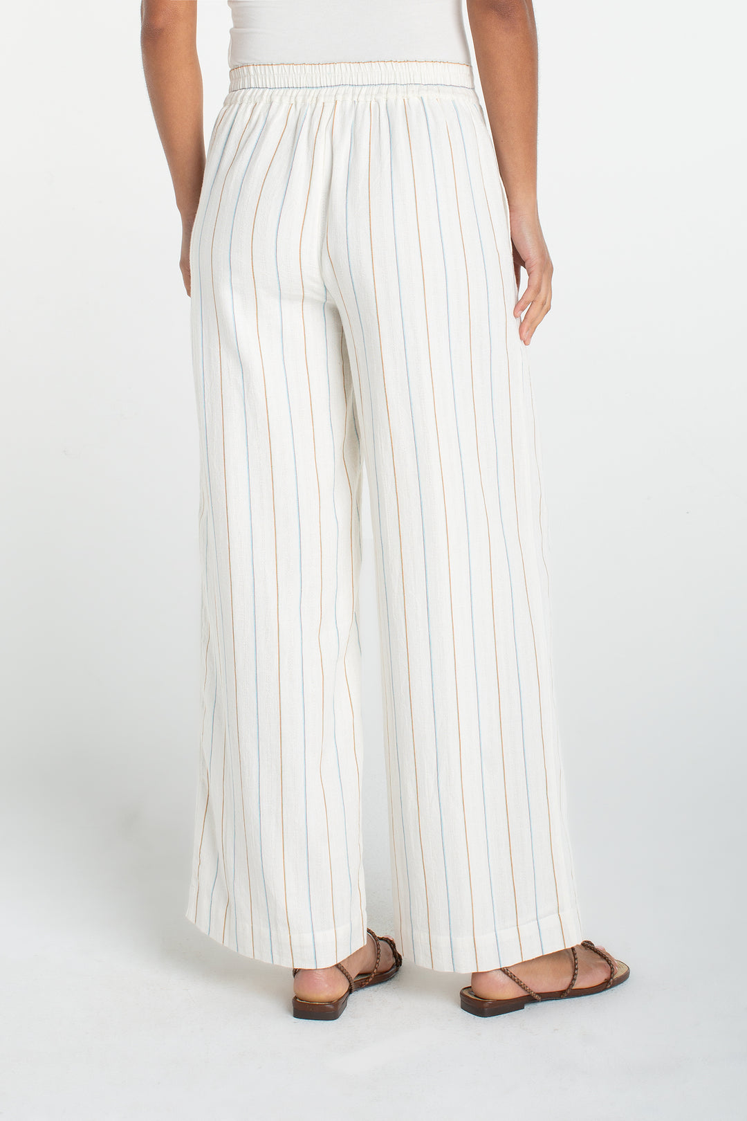 Liverpool Pull-on Wide Leg Pant Cream Blue Multi Stripe