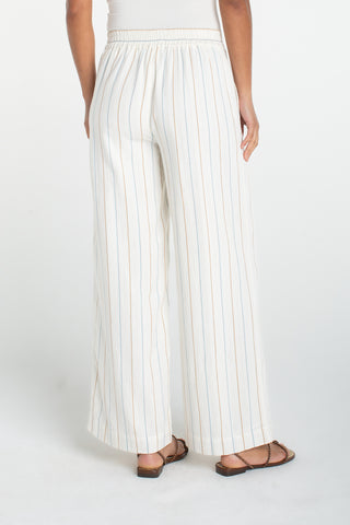 Liverpool Pull-on Wide Leg Pant Cream Blue Multi Stripe