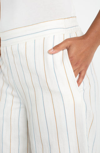 Liverpool Pull-on Wide Leg Pant Cream Blue Multi Stripe