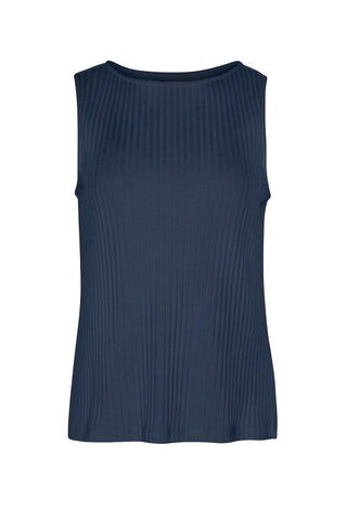 Liverpool Sleeveless Boat Neck Rib Knit Top Club Navy