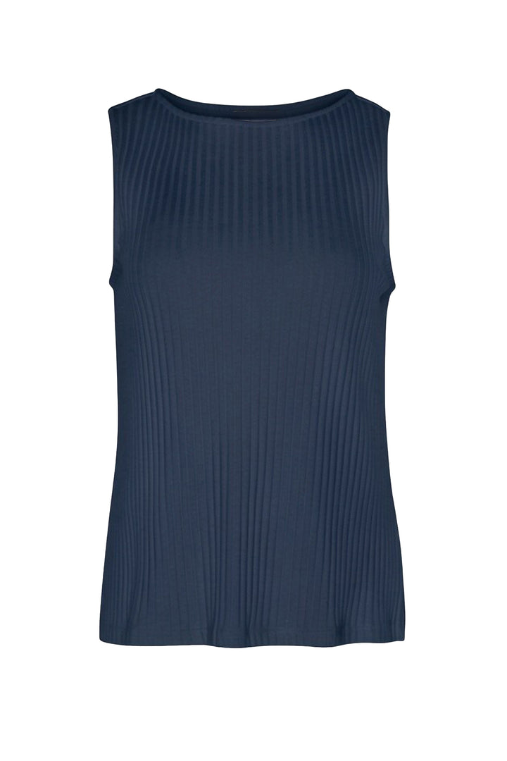 Liverpool Sleeveless Boat Neck Rib Knit Top Club Navy